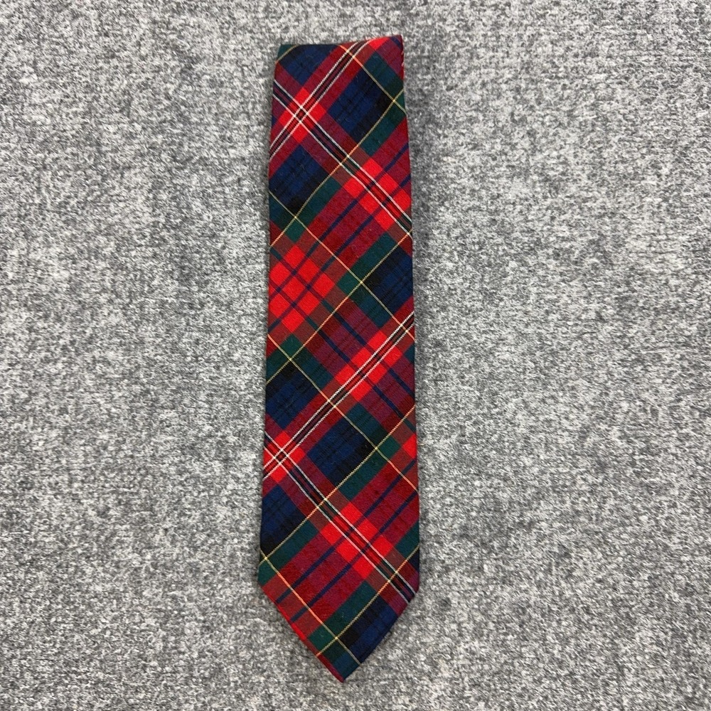 Pendleton Tie Mens One Size Red Wool Tartan Plaid Made In USA Classic Necktie